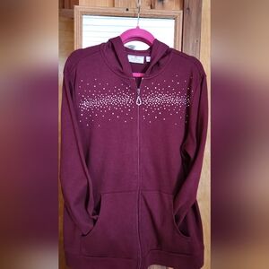 Quacker Factory Maroon Knit Hoodie